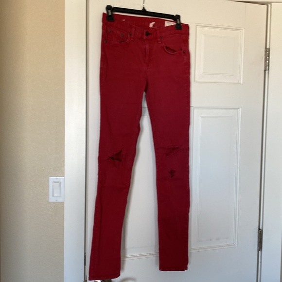 Rag & Bone red distressed skinny jeans sz 26 - Picture 6 of 10